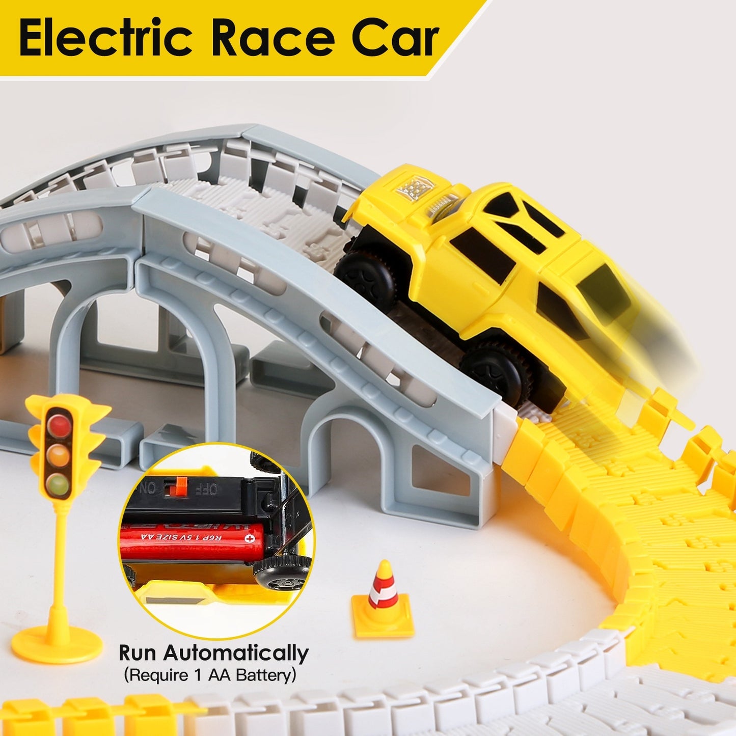 US Local 1Pc 340Pcs Construction Race Track Set Kids DIY Construction Toys STEM Flexible Car Track Playset Gift For Toddlers Boys Aged 3 4 5 6 Year Old
