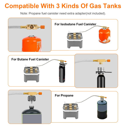 US Local 12000W Portable Camping Stove With Cassette Adapter Windproof Outdoor Backpacking Burner With Carrying Case Igniter For Outdoor Hiking Camping Picnic Backpacking