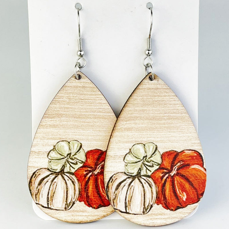 Floral Ghost Bohemian Retro Thanksgiving Atmosphere Pumpkin Cute Eardrops