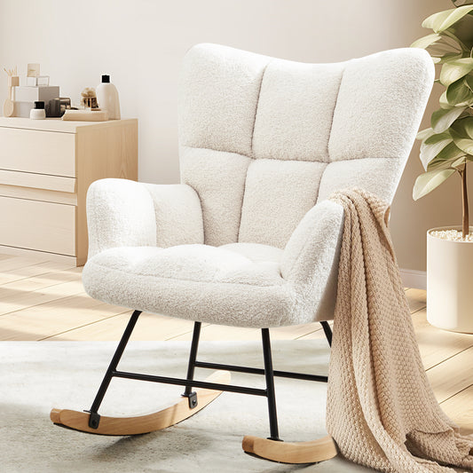 US Local Teddy Fabric Gliding Rocking Chair