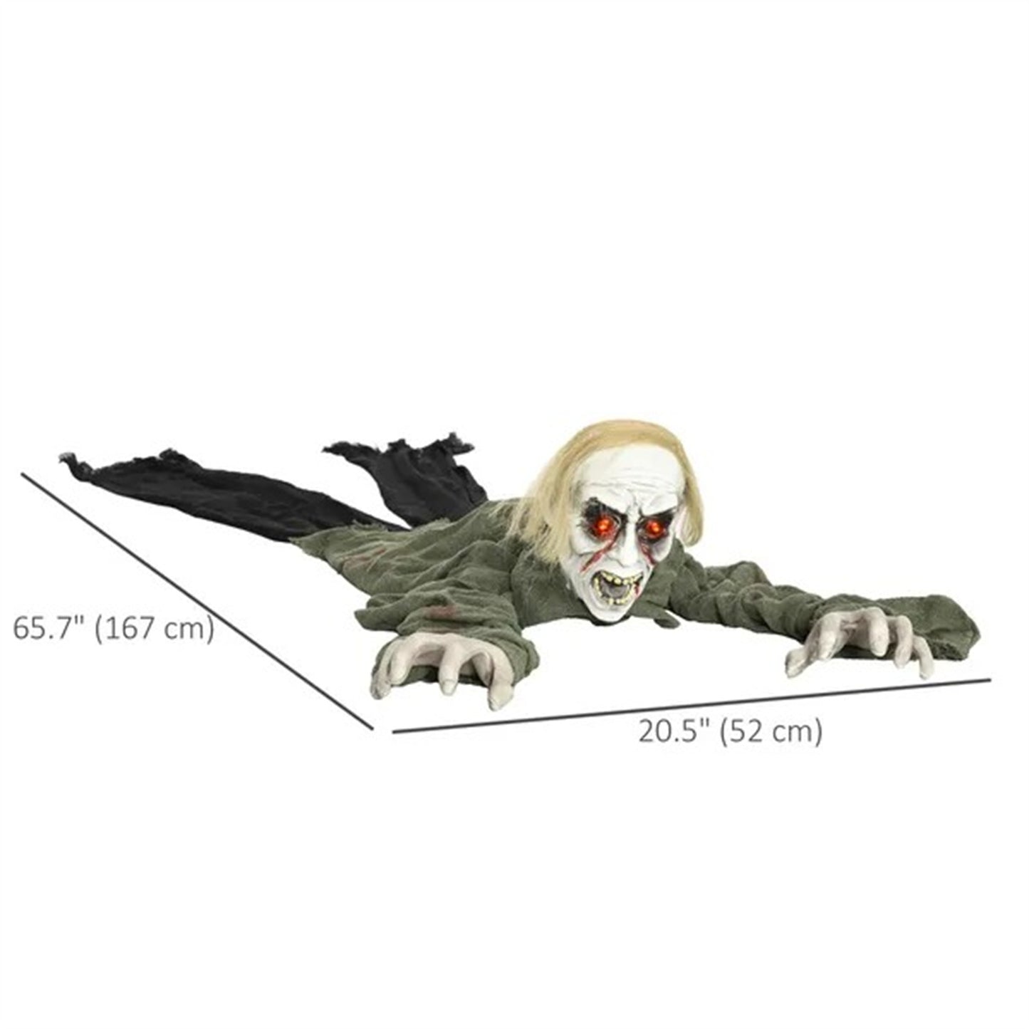 CA Local 66 Outdoor Halloween Decoration Crawling Zombie, Animated Prop Decor With Sound Activated, Light Up Eyes