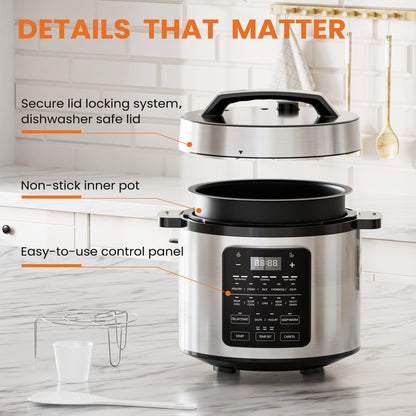 US Local 9 In 1 Electric Pressure Cooker, Warmer & Sterilizer, Saute, Slow Cooker, Rice Cooker, Multi-Functional Smart Pot