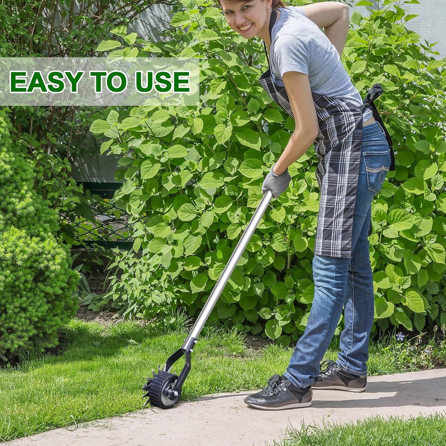 UK Local Wheel Rotary Edger, Sidewalk Manual Lawn Edger, Stainless Steel Handle, Adjustable Height -66.7Inch
