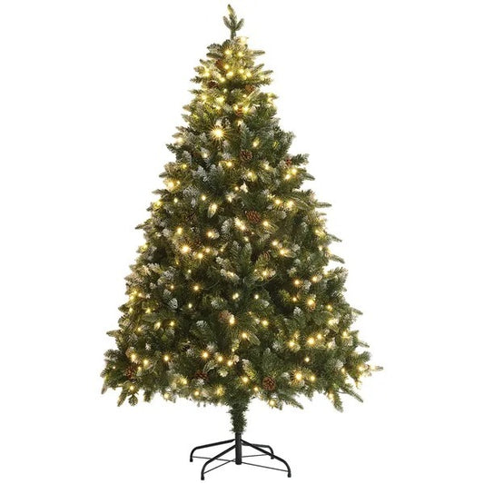 CA Local 6 ft Prelit Artificial Christmas Tree With Dual Colour LED Light, Hinged Xmas Tree For Home Office Holiday