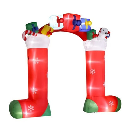 US Local 9ft 24w 11 LED Lights Christmas Sock Arch Holiday Arch Christmas Decoration