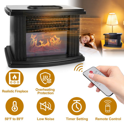 US Local 1 Pc Electric Fireplace Heater 800W Artificial Flame Stove Heater With Accurate Digital Thermostat Timer Setting Remote Control Overheating Protection For Office Bedroom