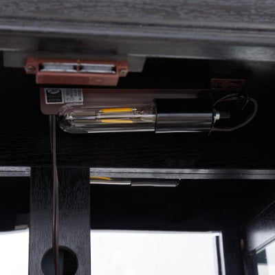 US Local Lighted Glass Curio Display Cabinet,Display Cabinet,Glass Storage Cabinet Glass Wine Cabinet Wood Frame Toy Display For Living Room, Kitchen, Pantry Light Bulb Included Cherry