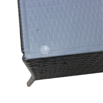 US Local 4 PC Rattan Patio Furniture Set Outdoor Patio Cushioned Seat Wicker Sofa Beige Cushion