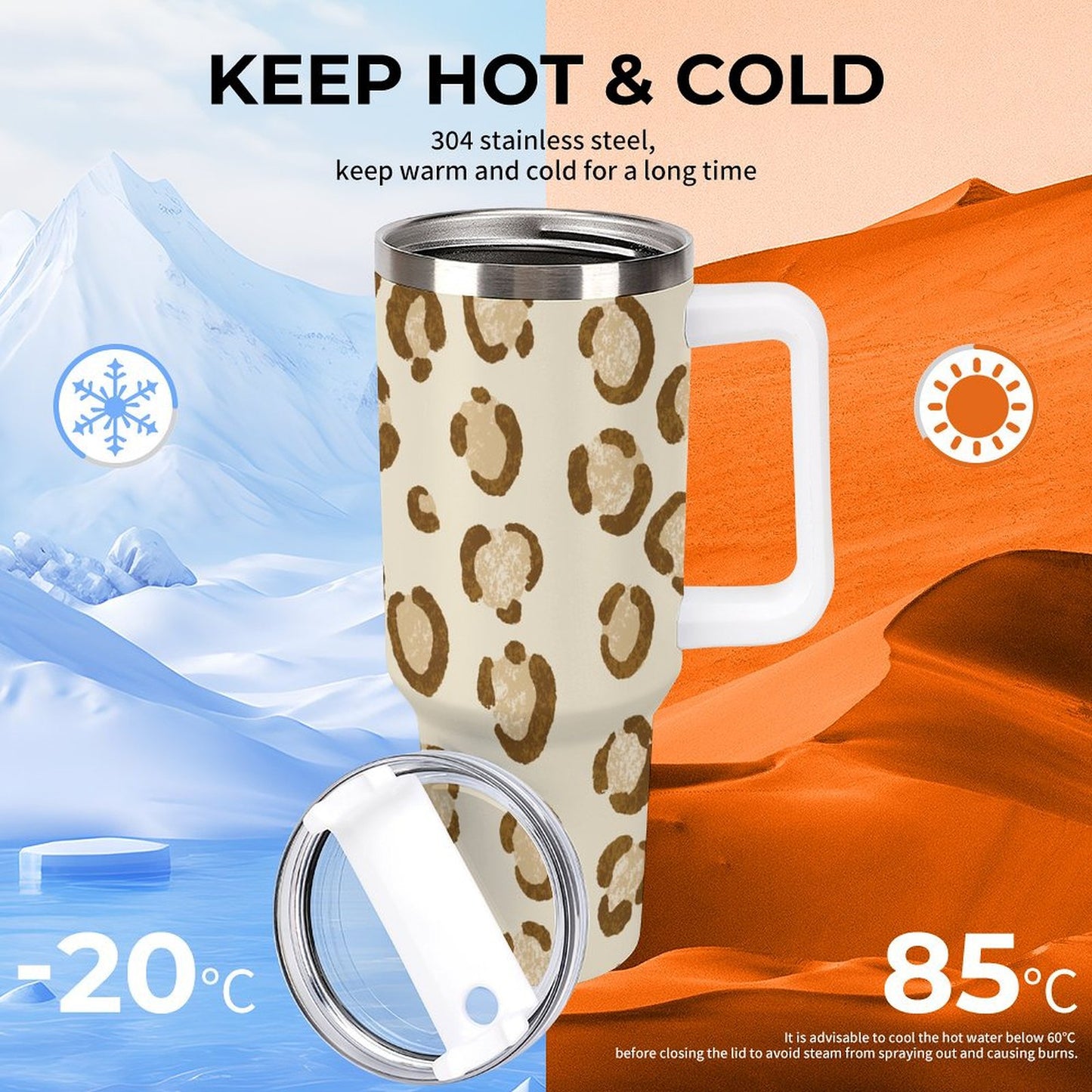 PHDT00404 POD US Local Tumbler 40 oz Large Capacity Car Cup Leopard