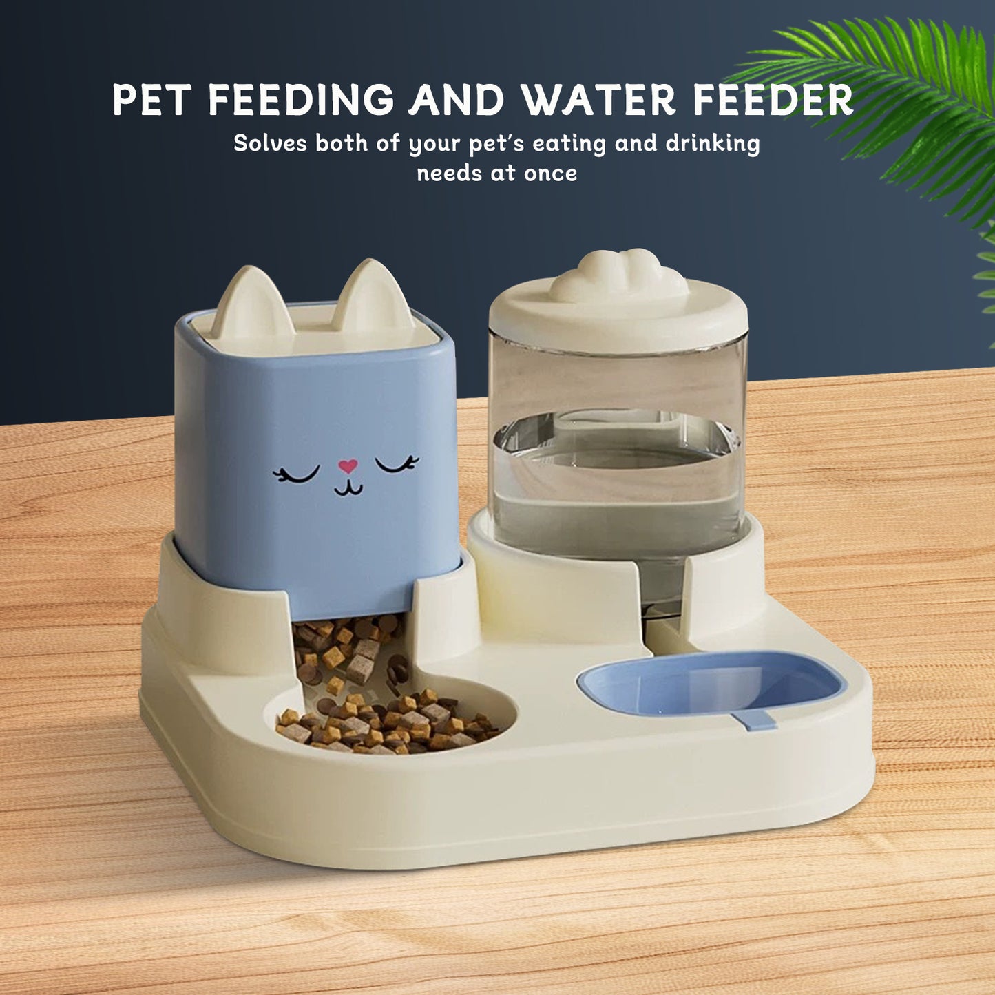 US Local Super Cute Appearance Pet Feeding And Drinking Device, Cleverly Designed With Dry And Wet Separation, Automatic Water Addition, Universal For Cats And Dogs, Easily Solves Feeding Problems, And Makes P