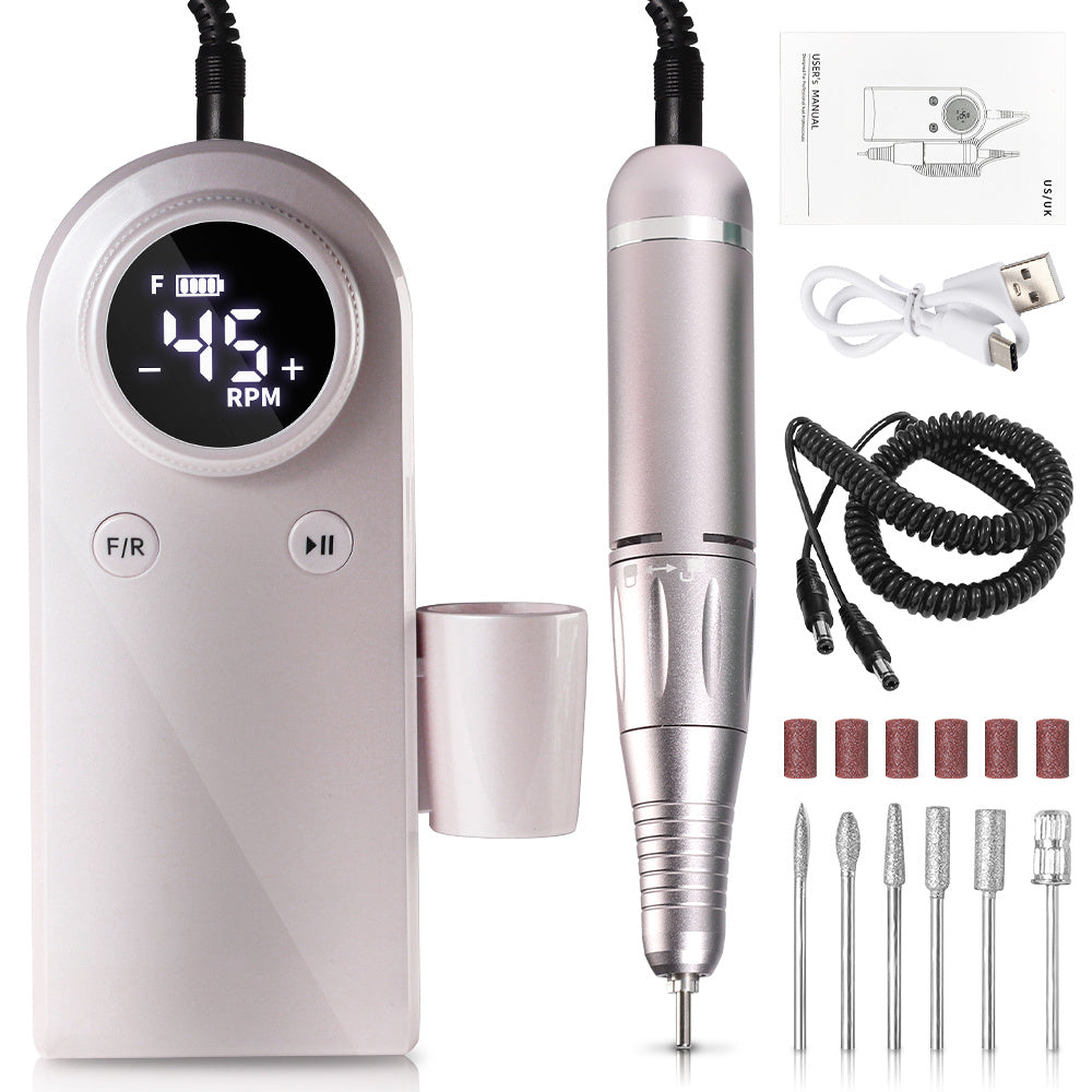 US Local 45000RPM Professional Nail Drills Kit With 6 Drill Bits, Portable Electric Nail Drill For Acrylic Nails Gel Polishing Removing, Rechargeable Nail File Machine For Manicure Pedicure Salon Home