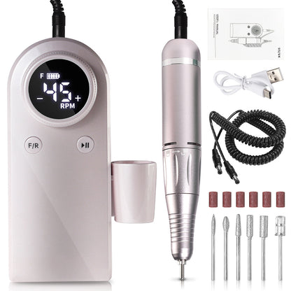 US Local 45000RPM Professional Nail Drills Kit With 6 Drill Bits, Portable Electric Nail Drill For Acrylic Nails Gel Polishing Removing, Rechargeable Nail File Machine For Manicure Pedicure Salon Home