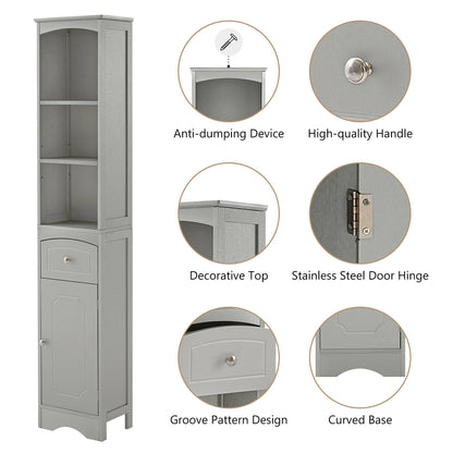 US Local Tall Bathroom Cabinet Storage Cabinet With Drawer Adjustable Shelf