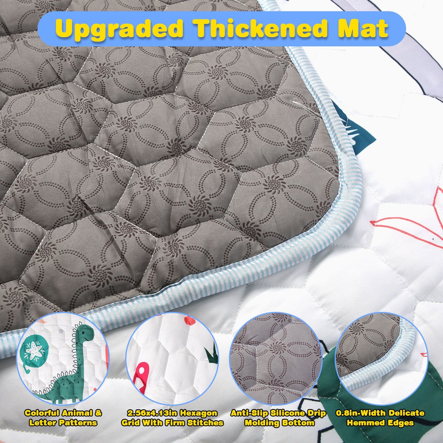 US Local 1Pc 71x59IN Or 50X50IN Baby Play Mat Non-Slip Baby Crawling Mat Foldable Playpen Mat Machine Washable For Newborns Infants Babies Toddlers