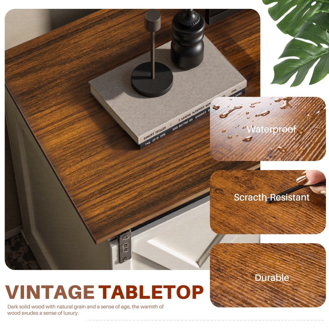 US Local 65-inch Solid Wood TV Cabinet With Double-layer Storage Space Sliding Door, Modern Living Room Furniture