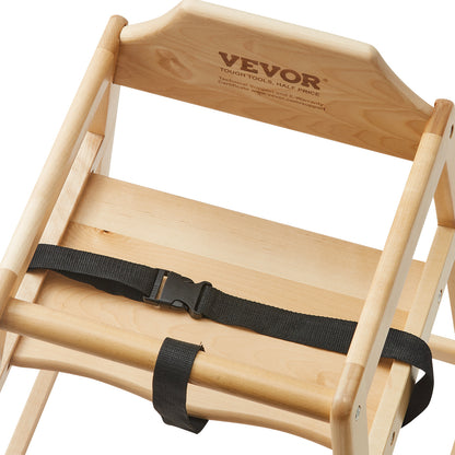 US Local VEVOR Wooden High Chair For Babies Toddlers, Double Solid Wood Feeding Chair, Eat & Grow Portable High Chair, Easy To Clean Baby Booster Seat, Compact Toddler Chair, Natural