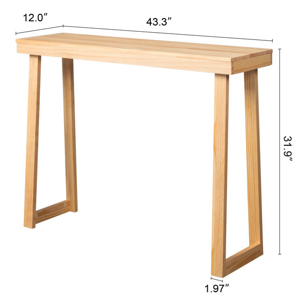 US Local Wooden Trapezoidal Leg Tabletop With Edge Pine Entrance Table