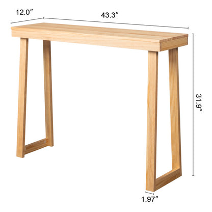 US Local Wooden Trapezoidal Leg Tabletop With Edge Pine Entrance Table