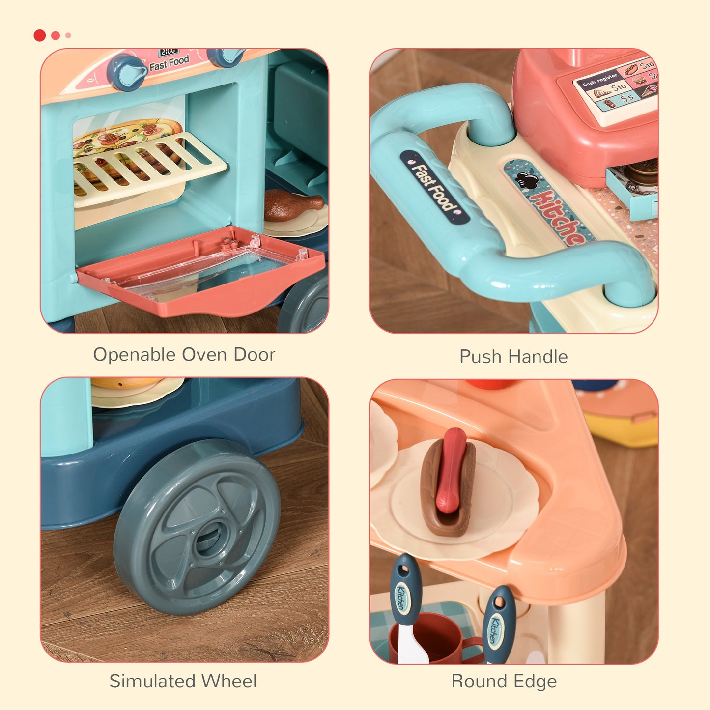 US Local Kids Kitchen Food Stand with Play Food