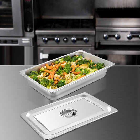VEVOR 4 Pack Steam Table Pans 20.9 X 12.8 X 3.9 Inch Deep Steam Table Pan Full Size 13L Deep Food Container Stainless Steel Oven Tray Hotel Pans Anti-Jam Steam Table Food Pan