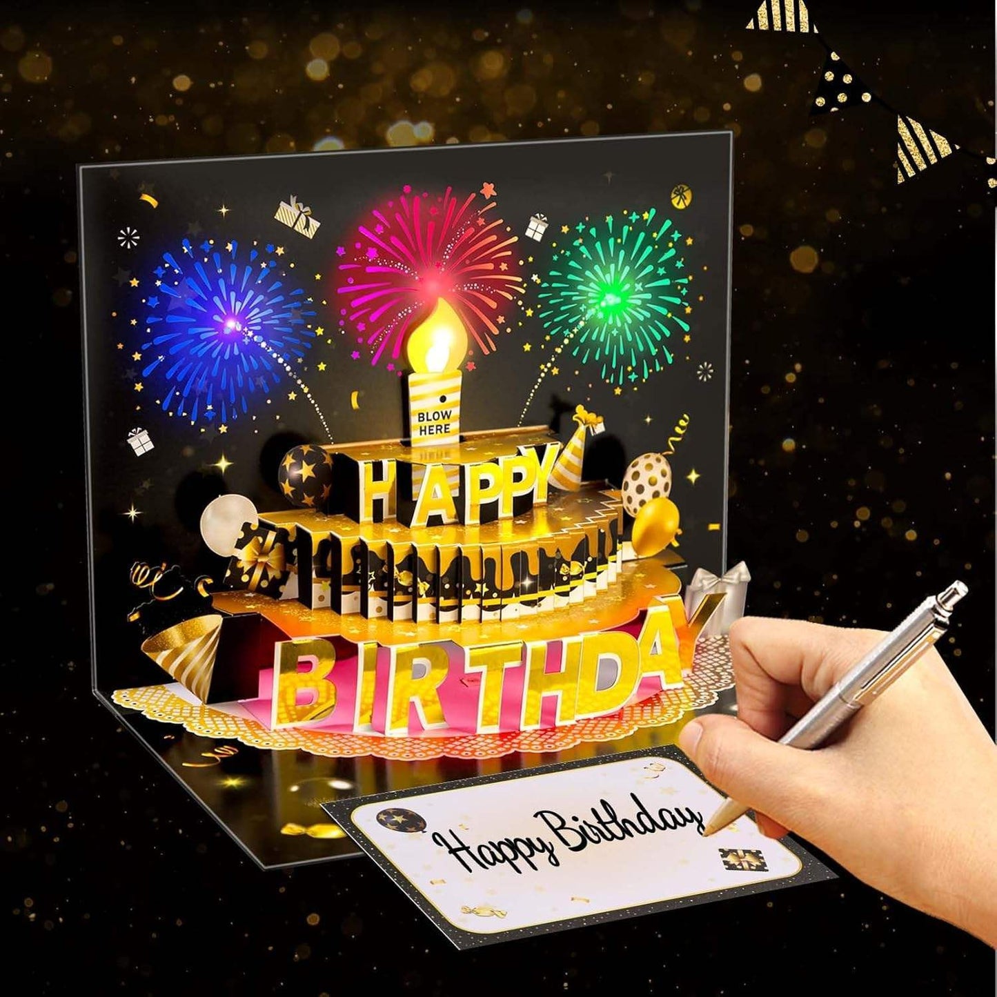 US Local Light Music  Up Card Gift Cake Happy Birthday Card With Envelope