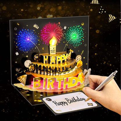 US Local Light Music  Up Card Gift Cake Happy Birthday Card With Envelope