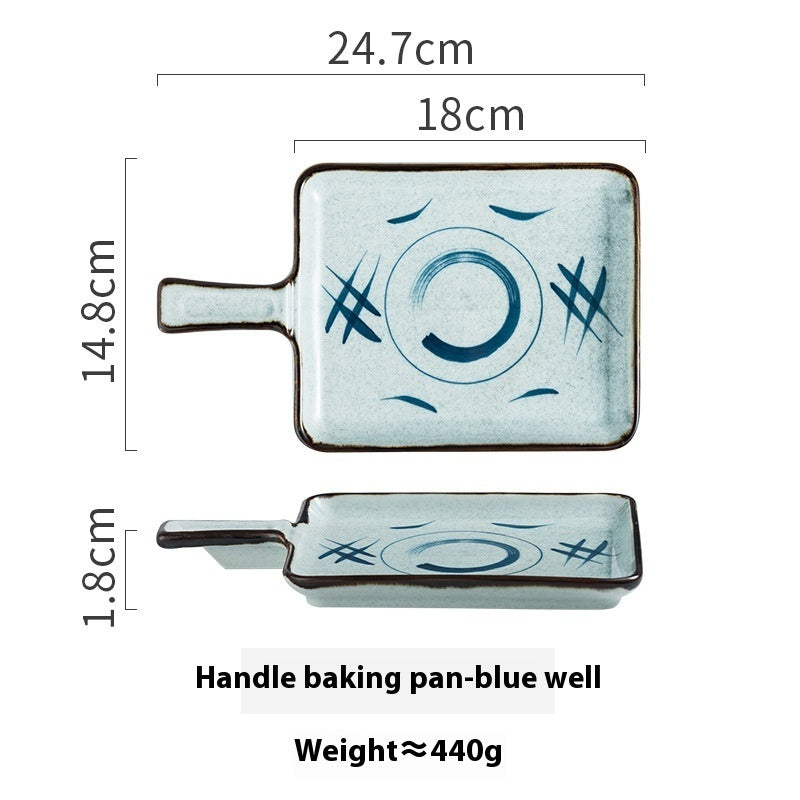 Ceramic Handle Plate Household Oven Microwave Oven Baking Plate
