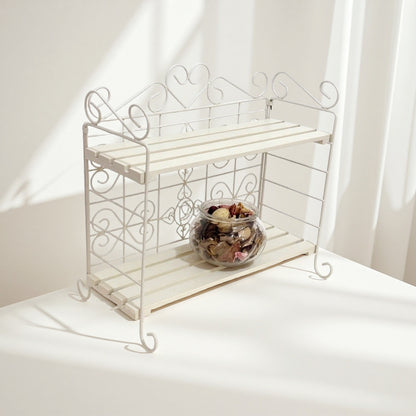 US Local Foldable Storage Rack, Metal, Wooden Storage Organizer, Suitable For Bedroom, Kitchen, Bathroom, Living Room, Garden Storage Shelf, White,Pink