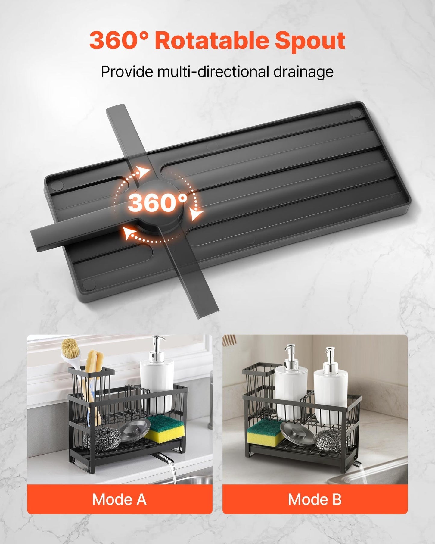 US Local Kitchen Sink Caddy Organizer Sponge Holder For Kitchen EssentialsStorage