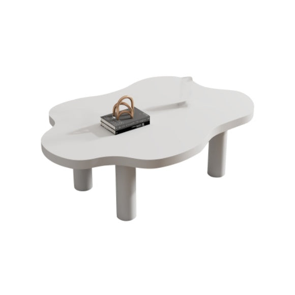 UK Local Cloud Shaped Coffee Table, Irregular White Tea Table, Round Corner End Table, Modern Coffee Table With 4 Legs, For Living Room Furnitur, Easy Assembly