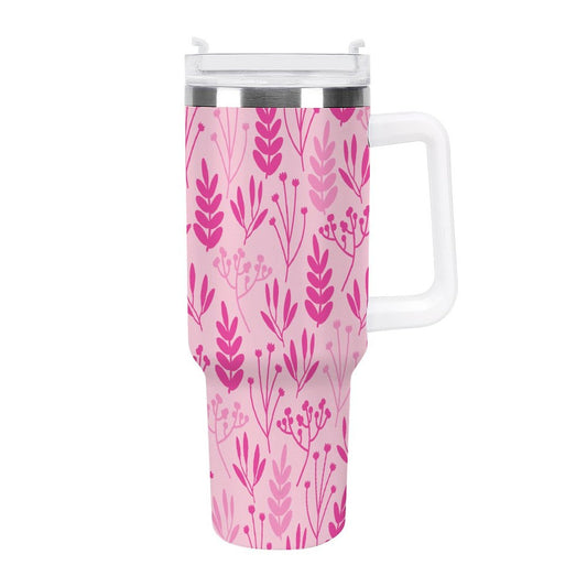 PHDT00422 POD US Local Tumbler 40 oz Large Capacity Car Cup Pink Flowers leaves