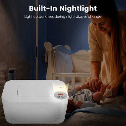 US Local 1Pc Baby Wipe Warmer With 3 Temperature Settings Type C Powered Baby Wet Wipes Dispenser With Night Light Large Capacity Diaper Wipe Warmer For Baby