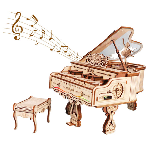 US Local MUSIC PARK 3d Wooden Puzzle Piano Music Box Can Be Played Handmade Assembly Model Kit DIY Crafts Holidays Birthdays Christmas Gifts
