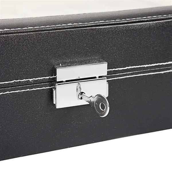 US Local 24 Slot Elegant Portable Black Watch  Box Case Organizer For Storage Display Holds Watches Jewelry For Men Women