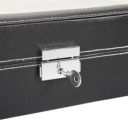 US Local 24 Slot Elegant Portable Black Watch  Box Case Organizer For Storage Display Holds Watches Jewelry For Men Women