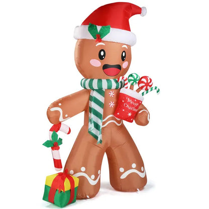 US Local 7.9 FT Lighted Christmas Inflatable Decoration, Inflatable Gingerbread Man Outdoor Decoration, Funny Blow Up Yard Decorations With Built-in LED Lights For Holiday Party Front Yard Lawn Garden Decor