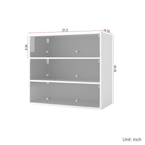 US Local White Glass Door Shoe Box Shoe Storage Cabinet With RGB Led Light