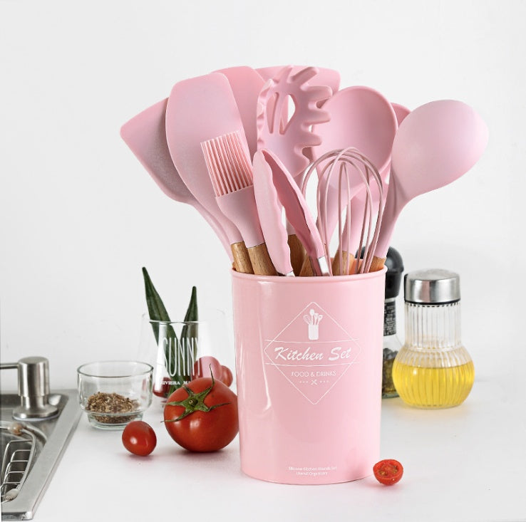 US Local Silicone Kitchenware With Wooden Handle