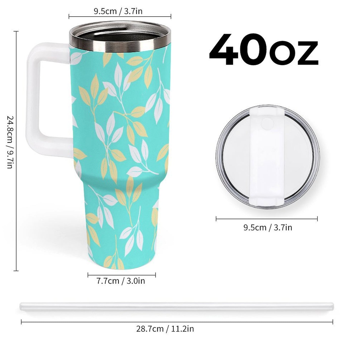 PHDT00052 POD US Local Tumbler 40 oz Large Capacity Car Cup Leaves, Plants