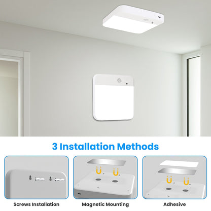 US Local 1Pc Or 2Pcs Motion Sensor Ceiling Light With Remote Rechargeable Wireless Flush Ceiling Light With 3000K 4500K 6000K 3 Timer 10 Brightness For Closet Stairs Garage Bathroom Hallway