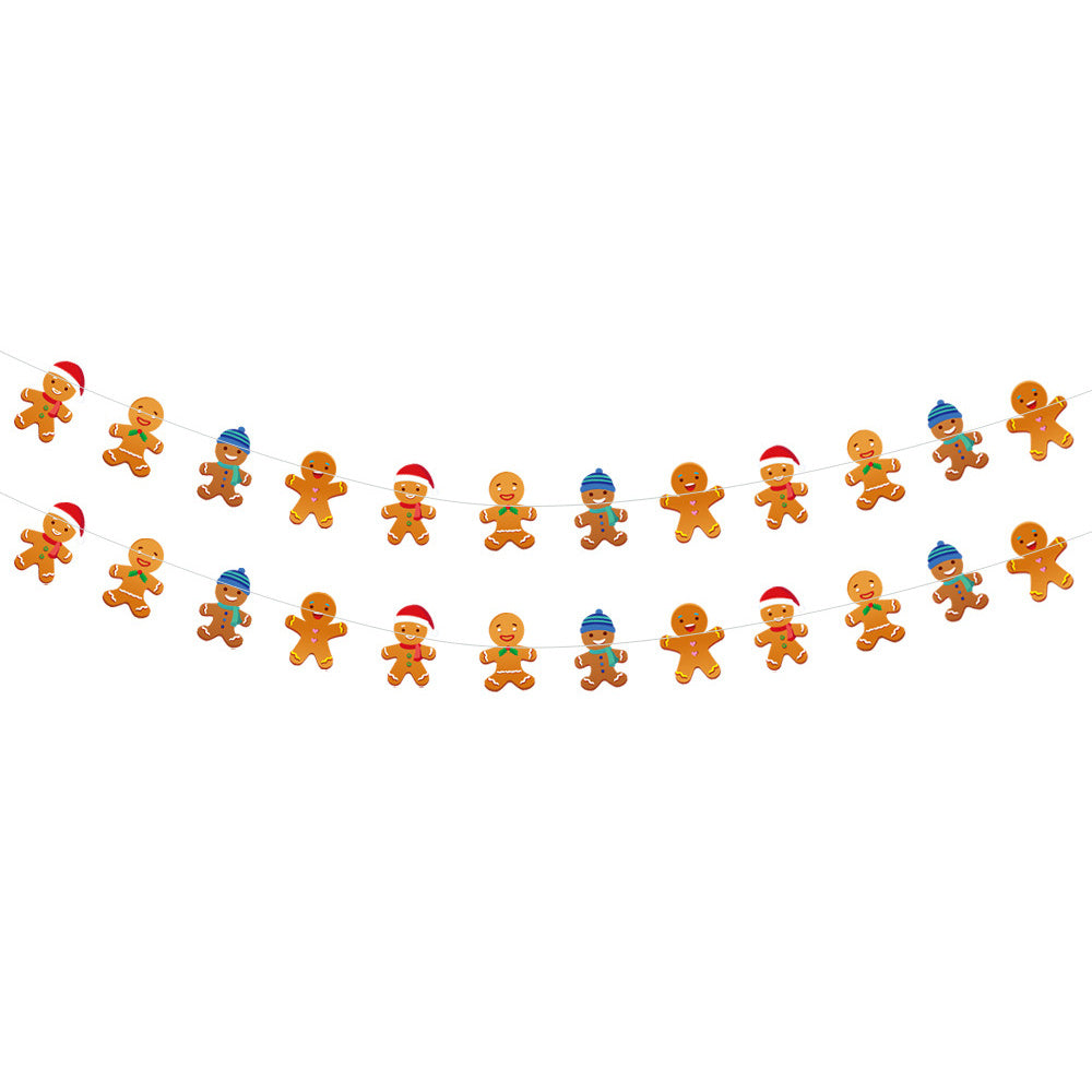 US Local 2 Pack Christmas Banner Paper Christmas Sign Garland Gingerbread Man Snowman Christmas Hanging Bunting Garland For Christmas Party Decorations Xmas Holiday Mantle Fireplace Home Decor