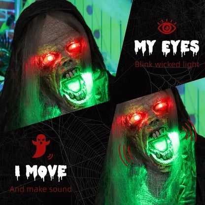 US Local 6' Life Size Decoration Animatronic Green Big-mouth Monster Outdoor Halloween, Sound And Motion Activated