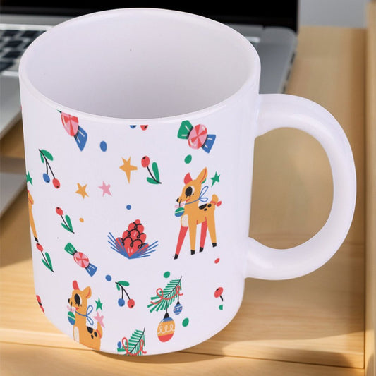 POD US Local White mug with full print, Christmas Deer 0014