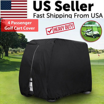 US Local Waterproof Golf Cart Cover Zipper 4 Passenger EZ GO Club Car Elastic Hem