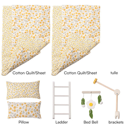 US Local ROBOTIME Doll Bunk Beds Cradle For 18 Inch Dolls, Wooden Baby Doll Beds Cribs Fits American Girls