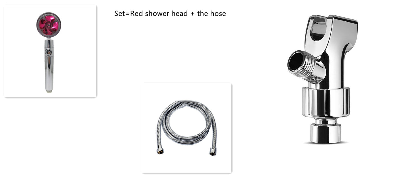 US Local Shower Head Water Saving Flow 360 Degrees Rotating With Small Fan ABS Rain High Pressure Spray Nozzle Bathroom Accessories