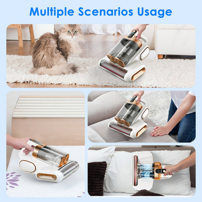 US Local 1Pc Mattress Vacuum Cleaner 16Kpa Bed Vacuum Cleaner Handheld Vacuums With Ultrasonic And UVC Light 18000 RPM Brushroll Rotation Dual Dust Bins Washable Filters For Bed Pillows Cribs Sofa
