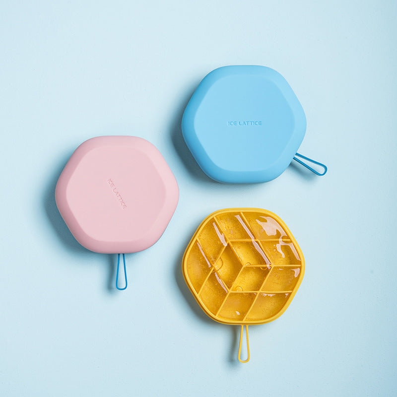 USA Local Silicone 12 Cavity Hexagon 3D Ice Mold DIY Popsicle Mould Ice Cream Makers Storage Box