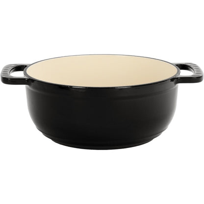 US Local 6QT Cast Iron Dutch Oven With Lid - Black Enamel Cooking Pot For Stovetop, Oven, Camping - Includes 2 Silicone Heat-Resistant Gloves