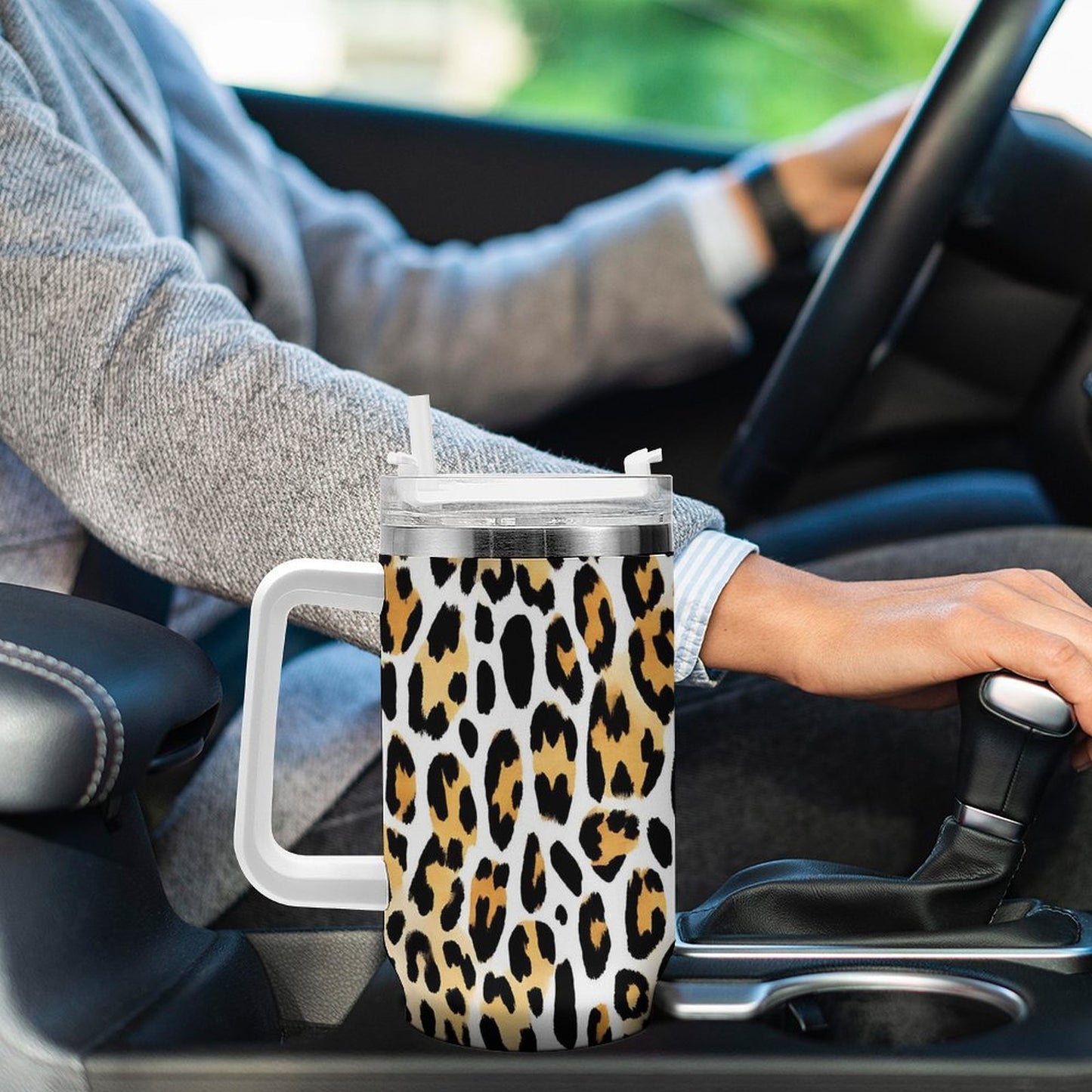 PHDT00397 POD US Local Tumbler 40 oz Large Capacity Car Cup Leopard